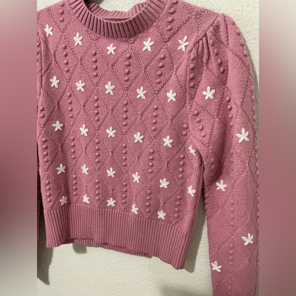 English Factory Floral Handmade Embroidery Sweater in Dusty Pink Size XS - Picture 11 of 11